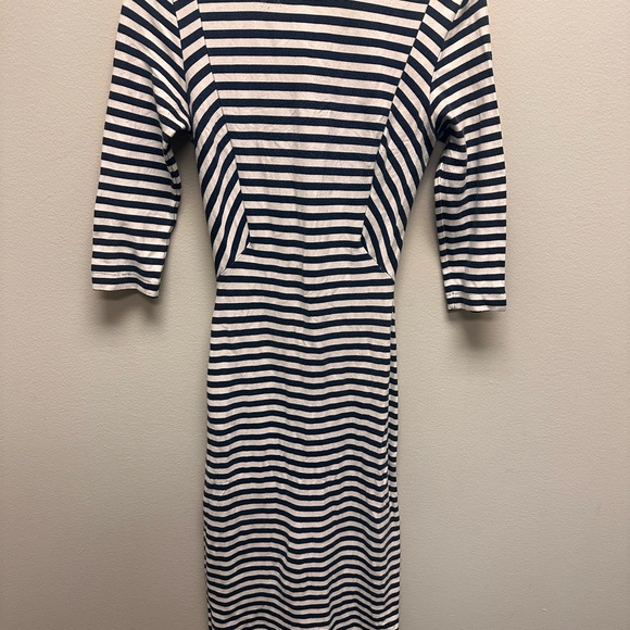 Zara Dresses & Skirts - Trafaluc Zara Navy White Stripe Long Sleeve Dress Womens Sz Small Fitted Bodycon